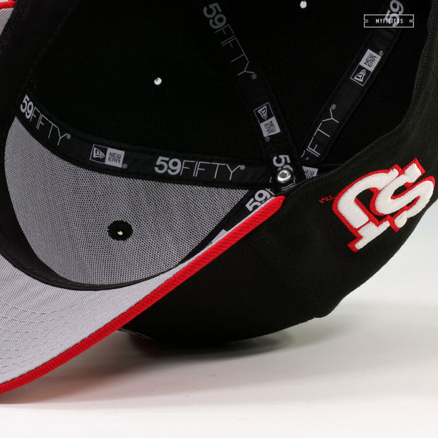 ST. JOHN'S RED STORM JOHNNY THUNDERBIRD TWO TONE CLASSIC NEW ERA FITTED CAP