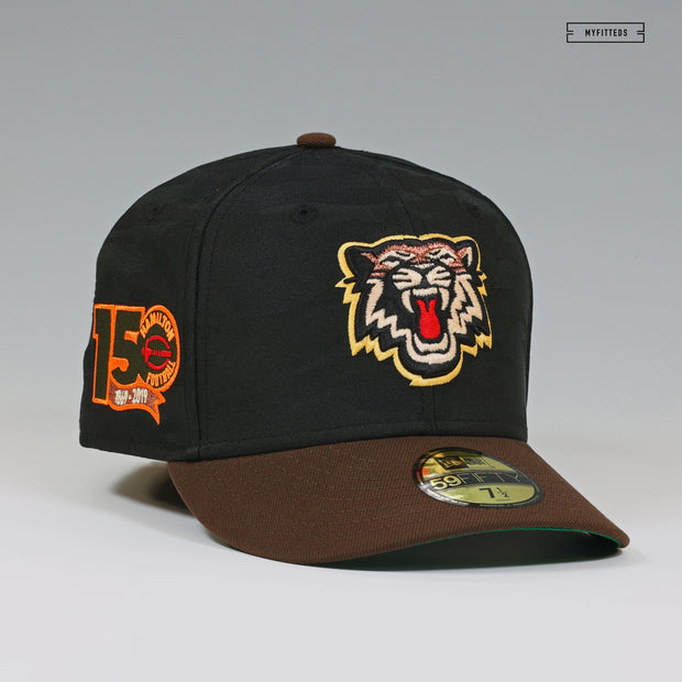 HAMILTON TIGERS 150TH ANNIVERSARY BLACK AND MAHOGANY NEW ERA FITTED CAP