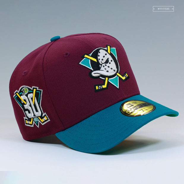 ANAHEIM MIGHTY DUCKS 30TH ANNIVERSARY DARK AUBERGINE TIDAL WAVE NEW ERA CAP