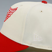 DETROIT RED WINGS 50TH ANNIVERSARY OFF WHITE SCARLET NEW ERA FITTED CAP