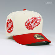 DETROIT RED WINGS 50TH ANNIVERSARY OFF WHITE SCARLET NEW ERA FITTED CAP