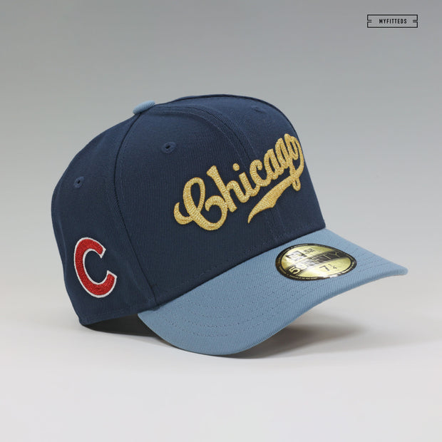 CHICAGO CUBS DROP NEEDLE CHAIN STITCH JERSEY WORDMARK NEW ERA FITTED CAP