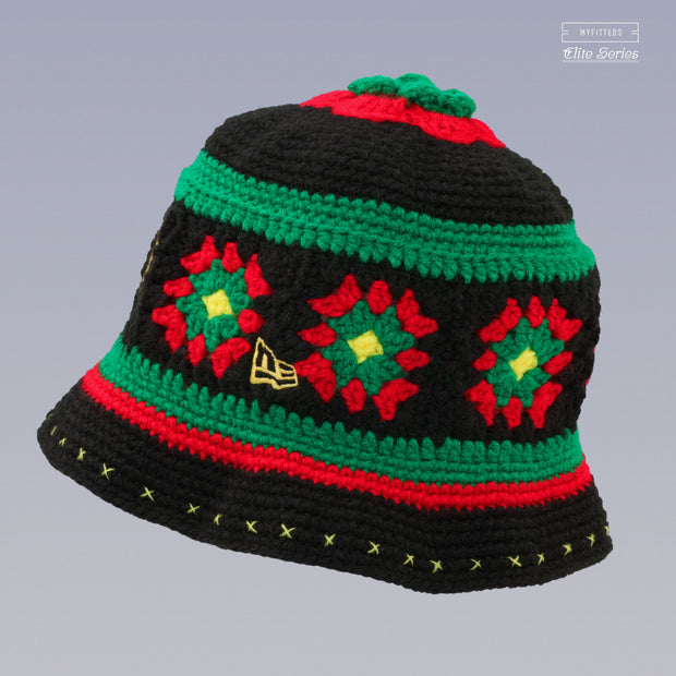 NEW YORK YANKEES RASTA FLORAL HAND KNIT ELITE SERIES NEW ERA BUCKET HAT