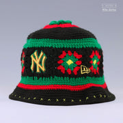 NEW YORK YANKEES RASTA FLORAL HAND KNIT ELITE SERIES NEW ERA BUCKET HAT