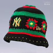 NEW YORK YANKEES RASTA FLORAL HAND KNIT ELITE SERIES NEW ERA BUCKET HAT