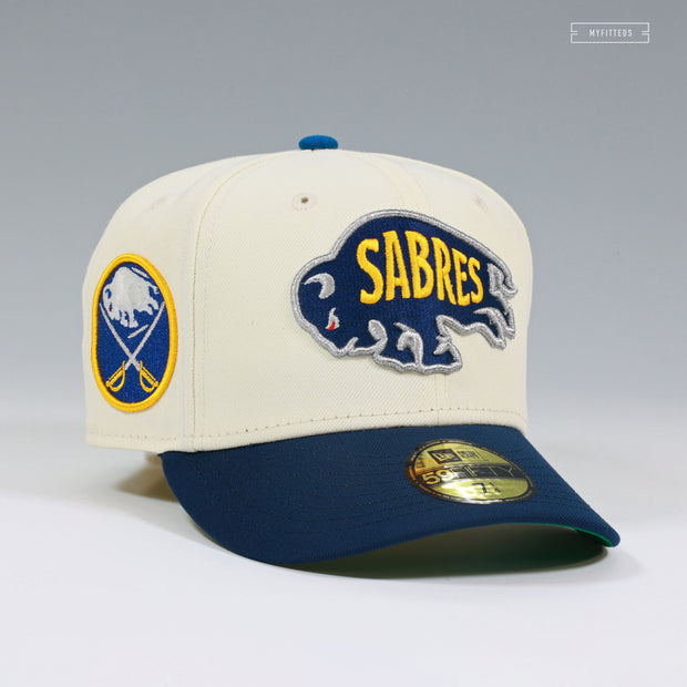 BUFFALO SABRES NHL OFF WHITE NIGHTSHADE SEASHORE SLATE NEW ERA FITTED CAP