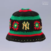 NEW YORK YANKEES RASTA FLORAL HAND KNIT ELITE SERIES NEW ERA BUCKET HAT