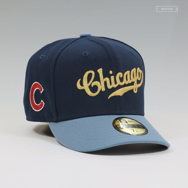 CHICAGO CUBS DROP NEEDLE CHAIN STITCH JERSEY WORDMARK NEW ERA FITTED CAP