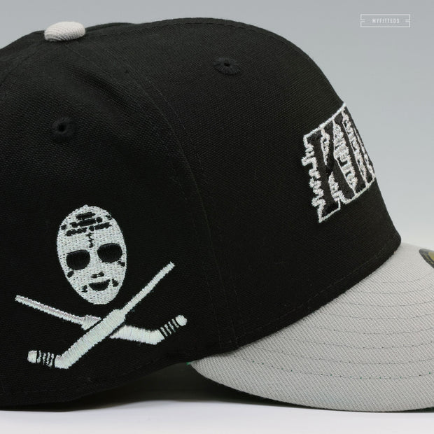 LOS ANGELES KINGS HOCKEY MASK AND CROSSED HOCKEY STICKS WORDMARK NEW ERA FITTED CAP