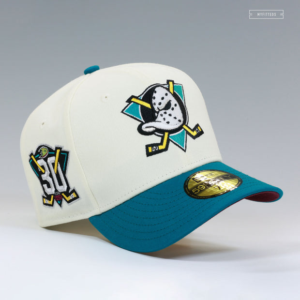 ANAHEIM MIGHTY DUCKS 30TH ANNIVERSARY D2 HOME JERSEY INSPIRED NEW ERA FITTED CAP