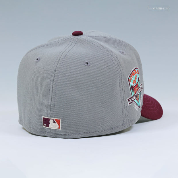 LOS ANGELES DODGERS 50TH ANNIVERSARY "WOLF STORM GRAY INTENSE MAROON" NEW ERA FITTED CAP