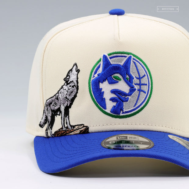 MINNESOTA TIMBERWOLVES HOWLING TIMBERWOLF OFF WHITE 9FIFTY A-FRAME NEW ERA SNAPBACK