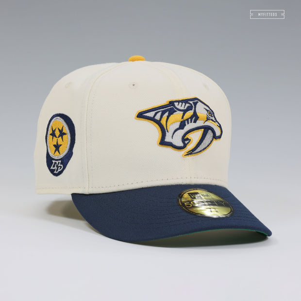 NASHVILLE PREDATORS OFF WHITE NIGHTSHADE GLOW IN THE DARK NEW ERA FITTED CAP