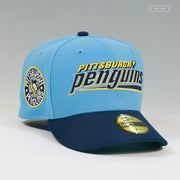 PITTSBURGH PENGUINS VINTAGE HOCKEY ULTRA BLUE JERSEY WORDMARK NEW ERA FITTED CAP