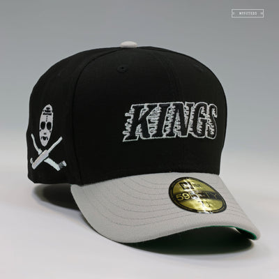 LOS ANGELES KINGS HOCKEY MASK AND CROSSED HOCKEY STICKS WORDMARK NEW ERA FITTED CAP