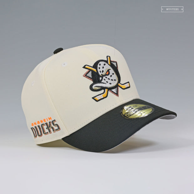 ANAHEIM DUCKS NHL OFF WHITE JET BLACK AWAY GITD NEW ERA FITTED CAP