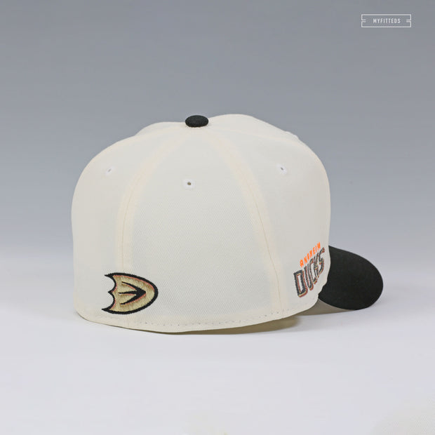 ANAHEIM DUCKS NHL OFF WHITE JET BLACK AWAY GITD NEW ERA FITTED CAP