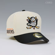 ANAHEIM DUCKS NHL OFF WHITE JET BLACK AWAY GITD NEW ERA FITTED CAP