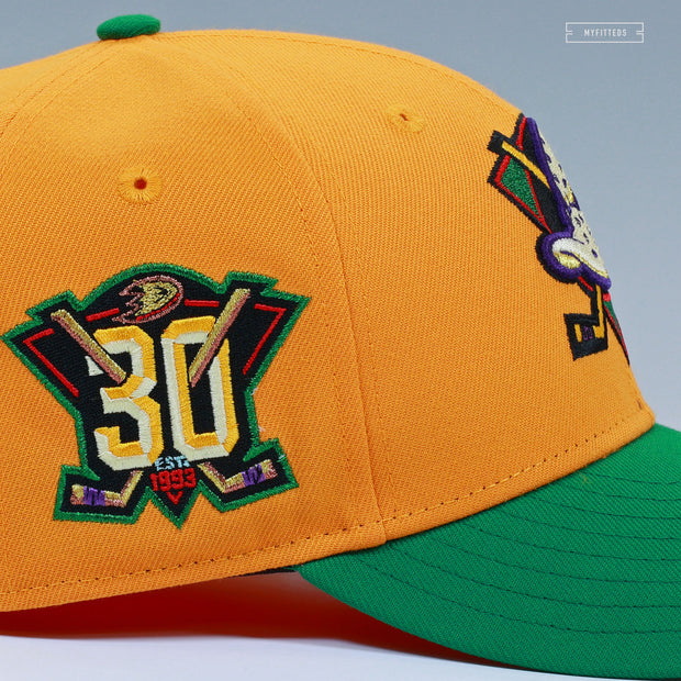 ANAHEIM MIGHTY DUCKS 30TH ANNIVERSARY DISTRICT 5 MARIGOLD NEW ERA FITTED CAP