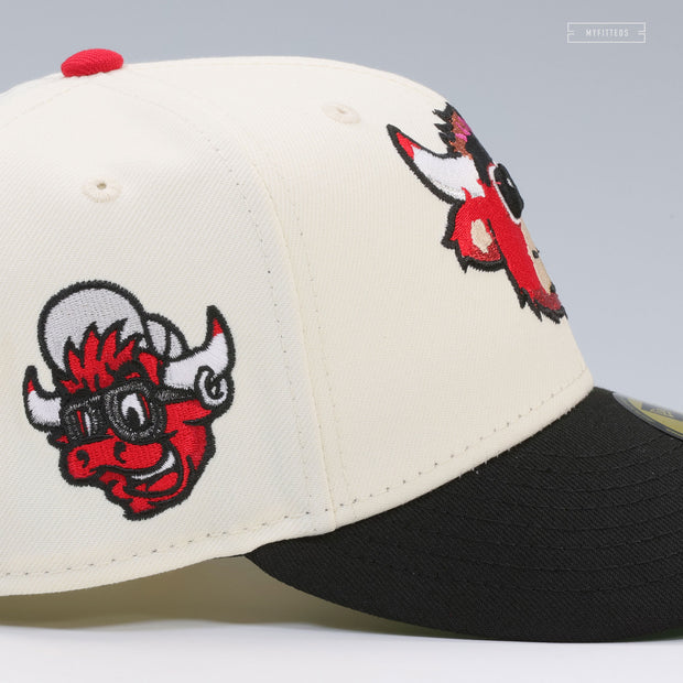 CHICAGO BULLS BENNY THE BULL OFF WHITE JET BLACK MASCOT NEW ERA FITTED CAP