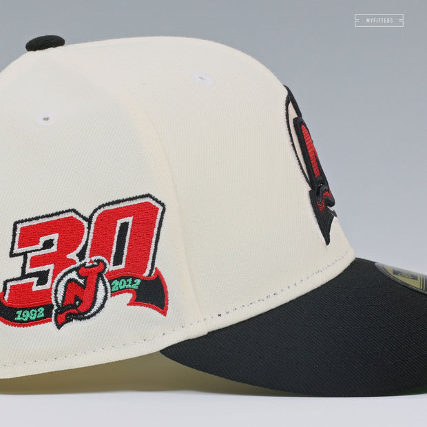 NEW JERSEY DEVILS 30TH ANNIVERSARY GRADATED OFF WHITE NEW ERA FITTED CAP