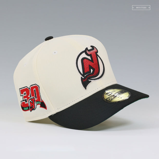 NEW JERSEY DEVILS 30TH ANNIVERSARY GRADATED OFF WHITE NEW ERA FITTED CAP