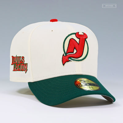 NEW JERSEY DEVILS THE DEVILS LEGION OFF WHITE FIELD GREEN NEW ERA FITTED CAP