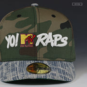 YO! MTV RAPS. THE BOOM BOX WOODLAND CAMO & DISTRESSED DENIM NEW ERA FITTED CAP