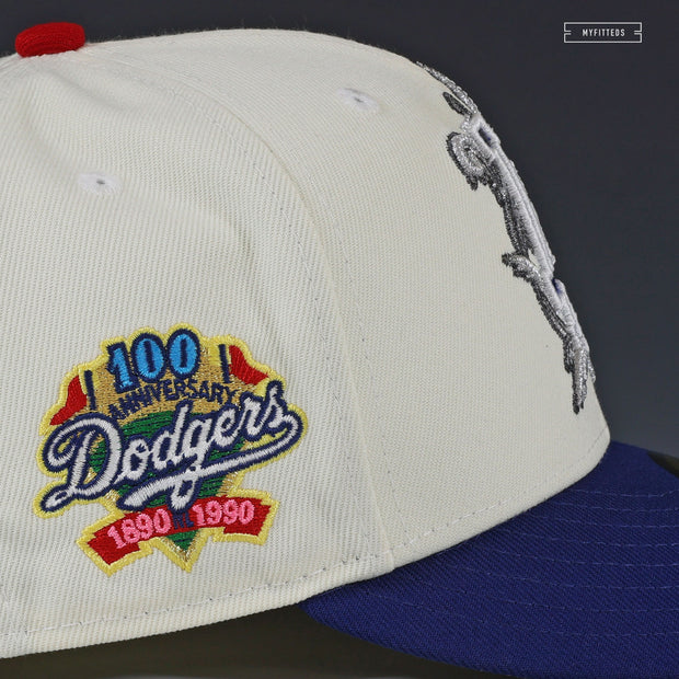 LOS ANGELES DODGERS 100TH ANNIVERSARY OFF WHITE ORNATE NEW ERA FITTED CAP