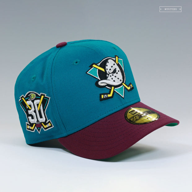 ANAHEIM MIGHTY DUCKS 30TH ANNIVERSARY MAROON JERSEY INSPIRED NEW ERA FITTED CAP