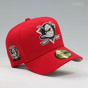 ANAHEIM MIGHTY DUCKS 1993 INAUGURAL SEASON SCARLET JET BLACK NEW ERA FITTED CAP