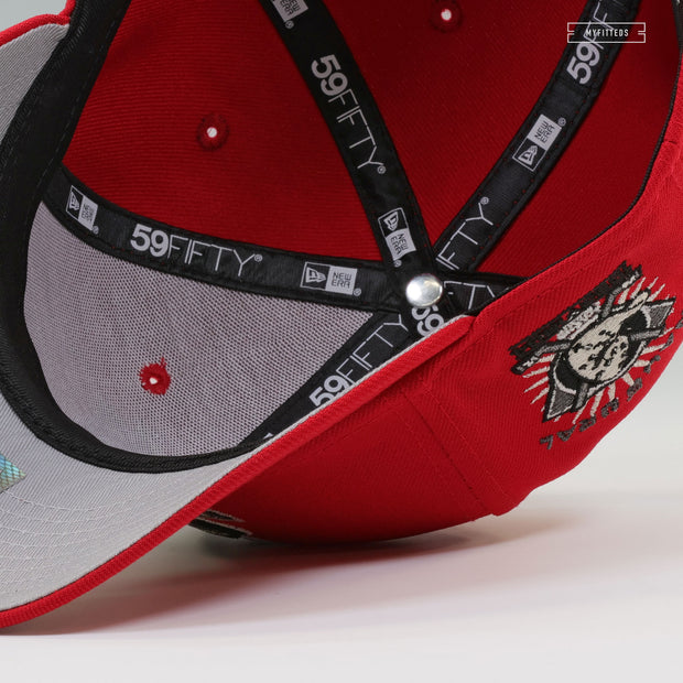 ANAHEIM MIGHTY DUCKS 1993 INAUGURAL SEASON SCARLET JET BLACK NEW ERA FITTED CAP