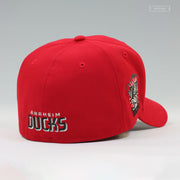 ANAHEIM MIGHTY DUCKS 1993 INAUGURAL SEASON SCARLET JET BLACK NEW ERA FITTED CAP