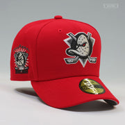 ANAHEIM MIGHTY DUCKS 1993 INAUGURAL SEASON SCARLET JET BLACK NEW ERA FITTED CAP