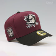 ANAHEIM MIGHTY DUCKS 1993 INAUGURAL SEASON INTENSE MAROON JET BLACK NEW ERA FITTED CAP