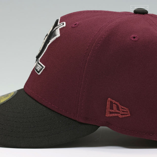 ANAHEIM MIGHTY DUCKS 1993 INAUGURAL SEASON INTENSE MAROON JET BLACK NEW ERA FITTED CAP