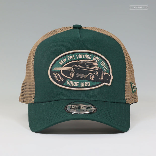 NEW ERA CAP VINTAGE HOT RODS SINCE 1920 EMERALD 9FORTY TRUCKER MESH SNAPBACK