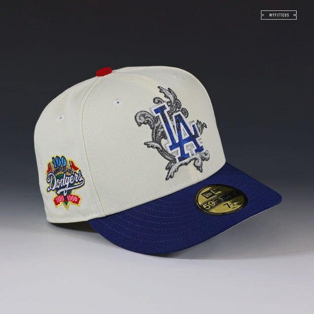 LOS ANGELES DODGERS 100TH ANNIVERSARY OFF WHITE ORNATE NEW ERA FITTED CAP