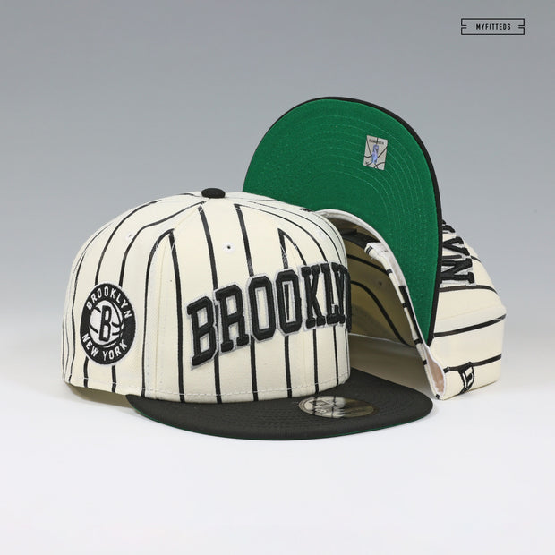 BROOKLYN NETS ALTERNATE PRINTED PINSTRIPES NEW ERA 9FIFTY SNAPBACK HAT