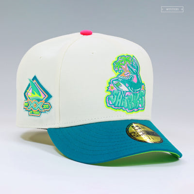 SAN JOSE SHARKS 20TH ANNIVERSARY GIRLMOBB ARTIST SERIES OFF WHITE NEW ERA FITTED CAP