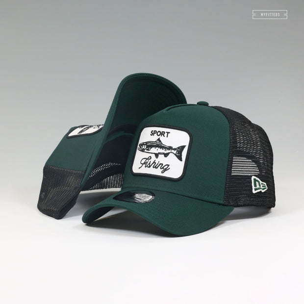 NEW ERA CAP GREEN FISHING 9FORTY A-FRAME TRUCKER SNAPBACK HAT