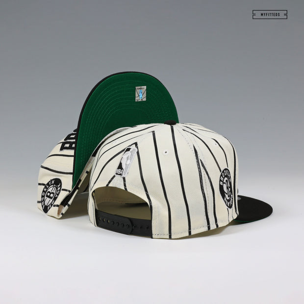 BROOKLYN NETS ALTERNATE PRINTED PINSTRIPES NEW ERA 9FIFTY SNAPBACK HAT