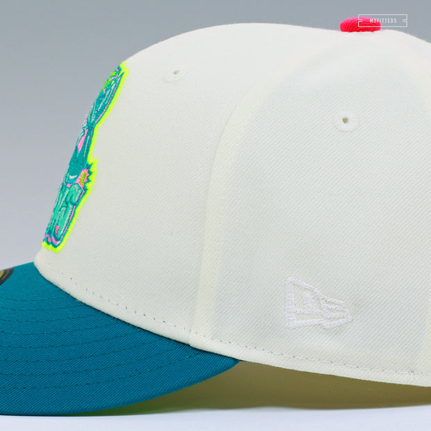 SAN JOSE SHARKS 20TH ANNIVERSARY GIRLMOBB ARTIST SERIES OFF WHITE NEW ERA FITTED CAP