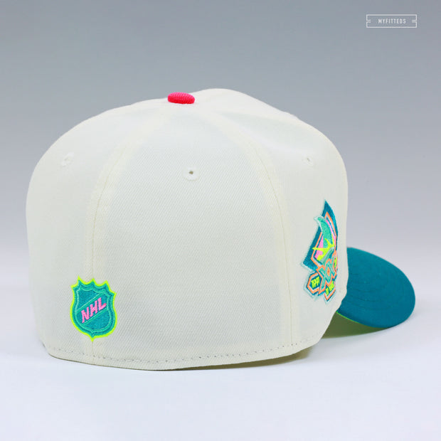 SAN JOSE SHARKS 20TH ANNIVERSARY GIRLMOBB ARTIST SERIES OFF WHITE NEW ERA FITTED CAP