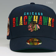 CHICAGO BLACKHAWKS CHICAGO STADIUM NIGHTSHADE SKATE MARKS NEW ERA FITTED CAP