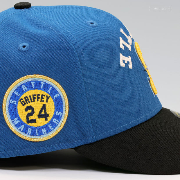 SEATTLE MARINERS KEN GRIFFEY JR. #24 CHAIN STITCH UPSIDE DOWN SEATTLE NEW ERA FITTED CAP