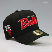 CHICAGO BULLS DROP NEEDLE CHAIN STITCHED '90'S RETRO SCRIPT NEW ERA FITTED CAP