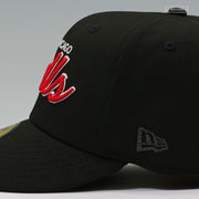 CHICAGO BULLS DROP NEEDLE CHAIN STITCHED '90'S RETRO SCRIPT NEW ERA FITTED CAP