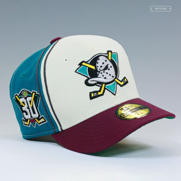 ANAHEIM MIGHTY DUCKS 30TH ANNIVERSARY DIAGONAL BLOCK HOME JERSEY NEW ERA CAP