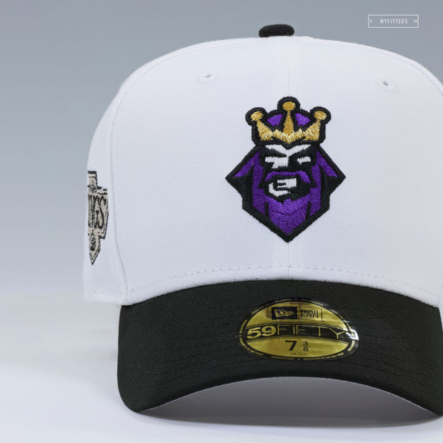 LOS ANGELES KINGS 1997-1998 ALTERNATE GLACIAL WHITE JET BLACK NEW ERA FITTED CAP